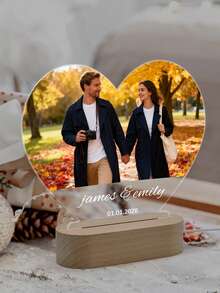 1PC Personalized Customized Love Type 3D Lamp, Customized Photo Text, Acrylic Lamp, Photo Name Of Lover, Photo Name Of Parents, Couple Photo Name, Love Series LED Night Lamp, Personalized Acrylic Night Lamp With Text - Huang Guang - View 2