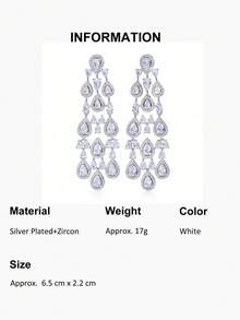 一对奢华镀金长款水滴流苏耳环，巴西风格婚礼耳环，立方氧化锆首饰配饰，适合订婚、婚礼、派对、舞会、伴娘礼物 - 1 pair earrings - 查看 18