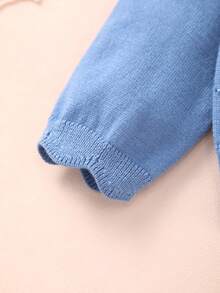 Girls Lightweight Button Hollow Knit Cardigan - Mint Blue - View 3