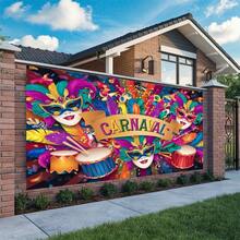 1pc, 230.0x179.83cm Polyester Carnival Celebration Banner, Vibrant Universal Spring/Summer/Fall Party Decor, Durable Wall Hanging Decoration, Photo Props For Home & Room Decor - 彩色 - 查看 4