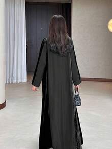 時尚優雅女款中東風寬鬆舒適休閒長袍黑色秋季 - 黑色 - 查看 5