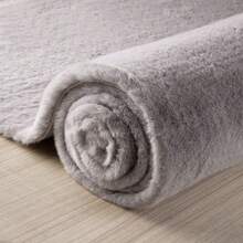 Ashler HOME DECO - Alfombra de piel de conejo sintético ultra suave, alfombra de área para recámara, piso, sofá, sala de estar, alfombra decorativa, color blanco, 2 x 3 pies - Gris - Ver 7