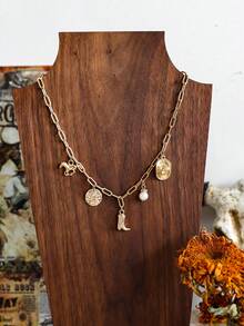 1 pieza Botas de vaquera, sombrero de cowboy y collar de cadena geométrica - Multicolor - Ver 5