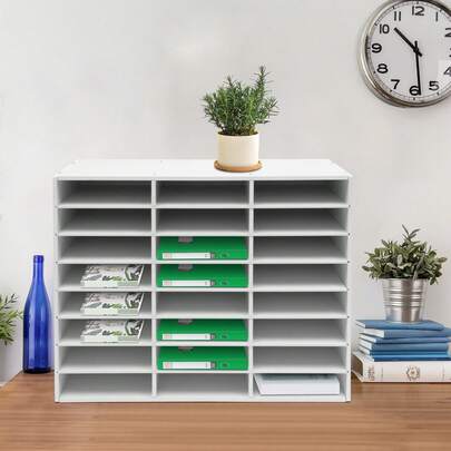 HYYKJ-US 24 Compartments Literature Organizer, Desktop File Holder, Rectangular Office Mailbox