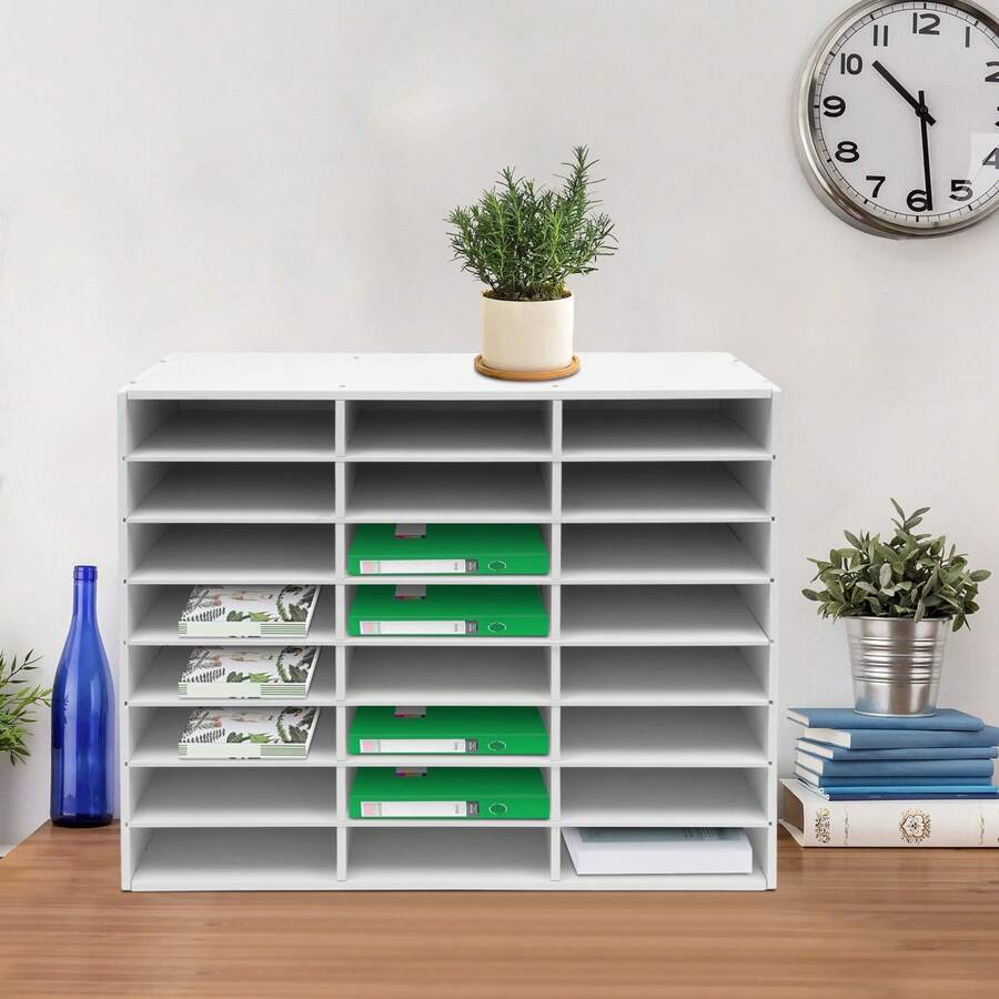 HYYKJ-US 24 Compartments Literature Organizer, Desktop File Holder, Rectangular Office Mailbox
