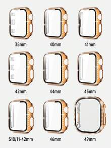 兼容 表带 38mm、40mm、41mm、42mm、44mm、45mm、46mm、49mm，闪亮奢华优雅的钻石镶嵌玫瑰金表带和表壳，内置屏幕保护膜，兼容 Ultra 3/2/1/SE/S11/S10/S9/S8/S7/S6/S5/S4/S3/S2/S1 系列 - 玫瑰金 - 查看 8
