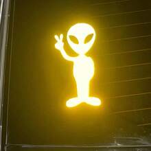 1pc Reflective Alien Car Sticker, Driving Warning Reflective Decal For Night - Alien - View 11