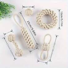 Linen Dog Toys Set, Suitable For Medium & Small Dogs, Includes Rope Toys, Chew Toys With Knots & Balls, Tug Of War, Training, Gum Massage - Multicolor - View 30