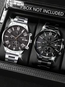 这款四件套腕表套装包含一块多功能石英表、一条黑色链式手链、一条银色项链和一枚男士戒指。时尚的套装采用全黑设计，搭配金属链条元素，散发出酷炫时尚的魅力。适合各种场合，例如圣诞派对、新年聚会和日常出行。 - 黑色 - 查看 23