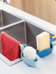 1pc Multifunctional Kitchen Cloth Holder - Countertop Sponge Organizer Rack With Drainage Design, Holds Cleaning Cloths And Sponges - A - View 8
