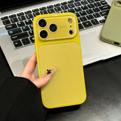 简约多巴胺纯色全覆盖大窗口手机壳，兼容 17 Pro Max、15 和 16 Pro，女性款，创意设计，防摔保护壳，兼容 17 Pro