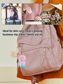 3pcs Set - Pink (30ml) Transparent Alcohol Spray Bottle, Pink Bow Hand Sanitizer Bottle, Travel Hanging Hook Keychain, Pink Flip Cap, With 3D Bow Design Hand Sanitizer/Perfume Bottle - Multicolor - View 3