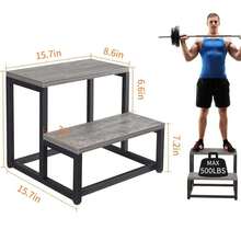 Taburete de dos peldaños para adultos y niños. Taburete doble. Soporta hasta 227 kg - Gris - Ver 2