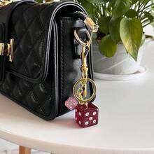 8 Ball Dice Charm Keychain - Cute Bag Purse Handbag Accessories - Y2K Aesthetic Key Chain For Women Men - 紅色和粉紅色 - 查看 3