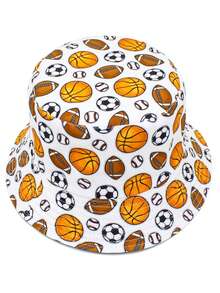 1顶男女通用双面渔夫帽，运动球印花，休闲透气，适合户外活动、日常佩戴、情侣装，四季皆宜 - A - 查看 3