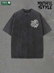 Cotton Men's Washed T-Shirt, Men's Lion Christian Shirt Men King Of Kings Shirt Cross Christian Shirt For Man Faith Tee Religious Dad Tshirt ,Unisex,Suitable For All Seasons, Made Of Cotton, Comfortable And Breathable,Mens Gifts - 黑色 - 查看 4