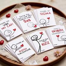 24pcs Set Funny Cartoon Valentine's Day Greeting Cards, Minimalist Design Suitable For Gen Z Aesthetic, Great Gift For Friends And Colleagues - Multicolor - View 4