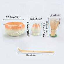 4pcs Matcha Set, Matcha Beginner Set Including Ceramic Matcha Bowl, Matcha Blender, Matcha Sieve, Matcha Spoon, Song Dynasty Tea Ordering Matcha Maker Tool Set, And Holiday Gifts For Family, Friends, And Colleagues - Multicolor - View 6