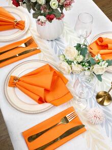 10/20/30pcs 100% Polyester Soft Washable Cloth Napkins, Suitable For Valentine's Day, Hotel Dinner, Wedding, Restaurant And Party (30cm*30cm/35cm*35cm/43cm*43cm/50cm*50cm) - Orange - View 5