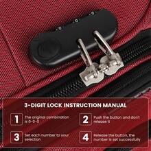 Lightweight Water-Resistant Softside Spinner Luggage With Secure TSA Lock,Expandable Design & Organized Interior & Portable Front Grab Handles & Adjustable Telescopic Handle,Suitable For Long Or Short Travel - Đỏ - Xem 8