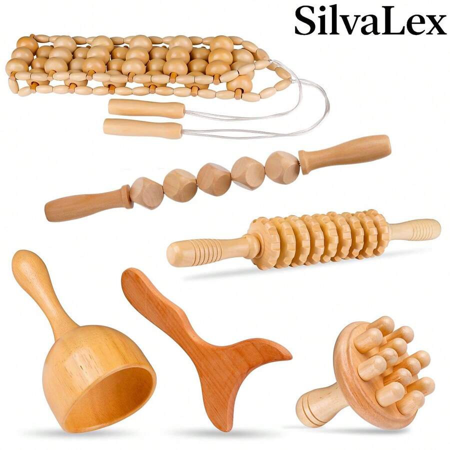 SilvaLex Wooden Massage Tool, Full Body Massager, Hand Massager, Leg Massager, Shoulder Massager, Shoulder & Neck Massage Tool, Face Massage Tool, Back Massage Tool, Waist Massage Tool, Suitable As A Gift For Family, Friends, Classmates - Apricot - View 1