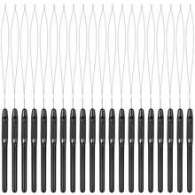 10/20/30 Pieces Hair Extension Loop Needle Threader Wire Pulling Hook Tool And Bead Device Tool Plastic Loop Needle For Hair Or Feather Extensions Supplies, DIY, Black - Black - View 8