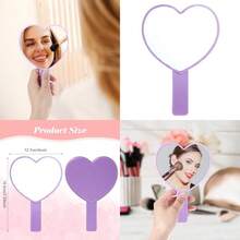 Heart-Shaped Handheld Mirror With Handle Portable Travel Makeup Hand Mirrors Decorative Mini Heart Cosmetic Lash Mirror For Women Girls Purple - 如圖 - 查看 1