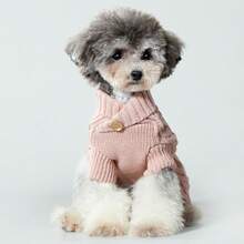 1pc UFBeMo Thin Cable Flower Pattern Pet Sweater, Soft Material, Suitable For Small And Medium Dogs And Cats, Indoor Home Wear In Summer - Dusty Pink - View 9
