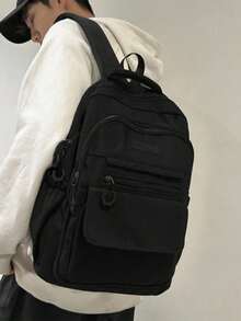 Ruitu Stationery-Black Cargo Style Backpack Large Capacity Casual Daypack - A - View 6