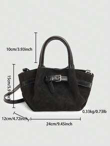 Dedoo Túi xách kiểu dáng thời trang Âu-Mỹ, chất liệu da lộn, có khóa cài, thích hợp cho nữ mùa thu/đông đi mua sắm, đi làm, dự tiệc hoặc làm quà tặng. - màu đen - Xem 7