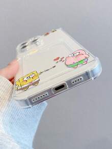 SPONGEBOB غطاء هاتف شفاف وممتع بتصميم نجمة قلب مرسوم على شكل سبونج بوب، مقاوم للصدمات، متوافق مع هواتف آيفون 11/12/12 برو ماكس/14 برو ماكس/15/15 برو/16/16 برو ماكس/17 وطرازات أخرى - متعدد الألوان - مشاهدة 5