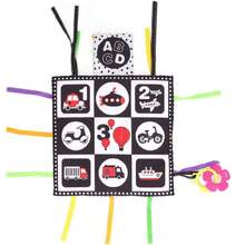 Libro Suave, Libro de Tela Infantil de Alto Contraste en Y Negro con Mordedor de Espejo, Juguete Educativo, de Cumpleaños(Transporte),40964616 - Celeste - Ver 1