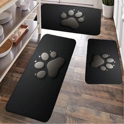 1pc Cute Paw Print Pattern Plush Bathroom Mat, Thick 0.39 Inch/1cm Flannel Rug, Absorbent Soft Carpet, Runner Mat, Comfortable Standing Mat For Living Room, Bedroom, Bathroom, Kitchen, Laundry, Office, Home Decor
