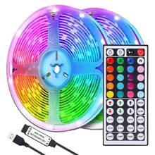 5V RGB LED Light Strip, Controlled By A 44-Key Infrared Remote. Dimmable. Bedroom TV Background Decorative Light Strip. New Year And Valentine's Day Party Decoration Lights. Home Decor Ambient Lighting. - Multi-color Light - View 1
