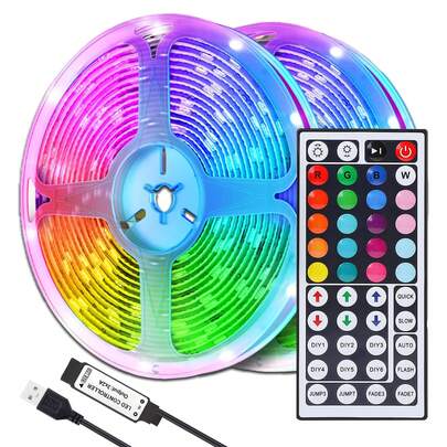 5V RGB LED Light Strip, Controlled By A 44-Key Infrared Remote. Dimmable. Bedroom TV Background Decorative Light Strip. New Year And Valentine's Day Party Decoration Lights. Home Decor Ambient Lighting.