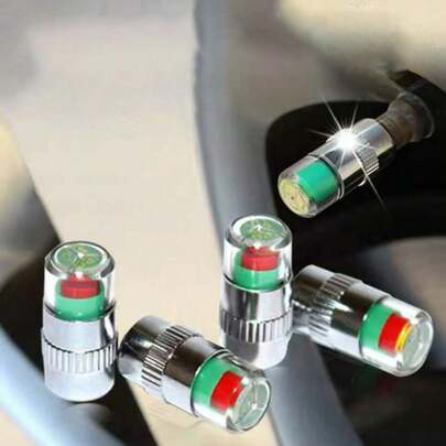 (Willekeurige kleur) 1 set bandenspanningsdopjes voor autobandenspanningscontrole met plastic kern.