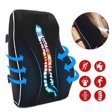Memory Foam Seat Back Pain Support Booster Cushion Chair Car Pillow Lumbar Lower - Black - View 3
