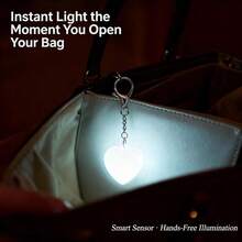 1pcs Smartphones Adorable Heart-Shaped Bag Charm USB Rechargeable Keychain Night Light For Her - Perfect Gift With Touch Sensing Light And Keychain Design - 白色 - 查看 6