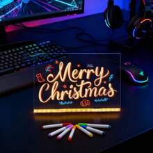 1 Set Small/Large USB Acrylic LED Light, LED Message Board, USB LED Acrylic Illuminated Board - 7 Color LED Message Board - Acrylic Glow Drawing Board With Stand, Professional Art Use, LED Display Board, Suitable For Various Holiday Light Shows, Holiday Messages, Daily Erasable Message Mood Lighting