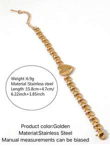 1件/2件装时尚女王心形吊坠不锈钢链手链，适合女性参加派对或日常穿着，也是送给她的绝佳礼物。 - 1 PCS Bracelet - 查看 2