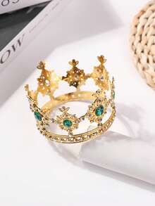 تاج فاخر مرصع بالراين ستون، تيجان من سبيكة عصرية، مناسبة للزفاف وعيد الميلاد وزينة الكيك، بطراز الأميرة - DG245 - مشاهدة 17