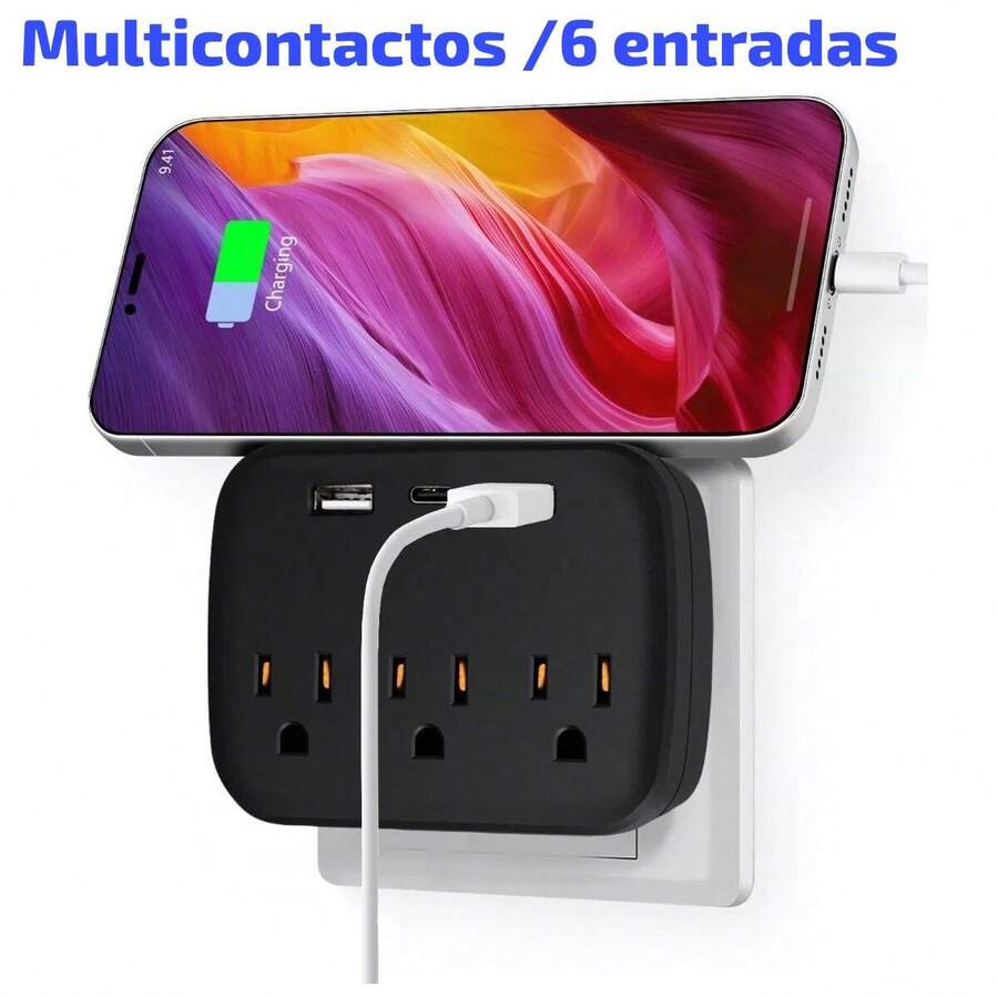 MULTICONTACTS WITH 2 TYPE C PORTS, USB PORTS AND 4 NORMAL CONTACTS - Multicolor - View 1