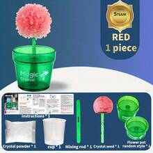DIY魔法水晶生长实验套装，多种颜色可选，儿童STEM科学玩具，亲子手工水晶生长观察教育礼物 - 彩色 - 查看 15