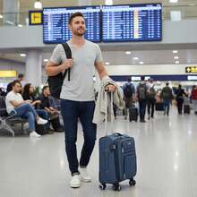 NEW YORK XPRESS Lightweight Water-Resistant Softside Spinner Luggage With Secure TSA Lock,Expandable Design & Organized Interior,Suitable For Long Or Short Travel - 藍色 - 查看 9