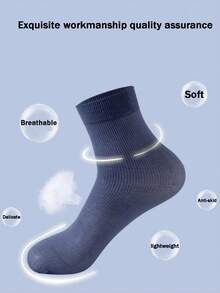 10/40双装男士薄款透气防臭耐穿商务中筒袜，黑灰色短款丝袜，适合夏季穿着，百搭休闲短袜，柔软、弹性好、舒适纯色男士袜子 - 仅限手洗，尼龙和涤纶混纺，适合商务和休闲场合。 - 彩色 - 查看 4