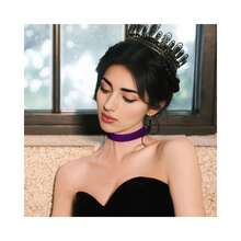 1.6cm 20pcs Purple Velvet Chokers Vintage Necklace For Women With Extension (XL-1002-6) - 1.6公分-20個-紫色 - 查看 3