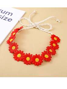 1 件向日葵雏菊花冠头带，波西米亚仿真花环雏菊发带，嬉皮新娘头饰，适合夏威夷派对、海滩照片、派对和节日装饰 - 彩色 - 查看 17