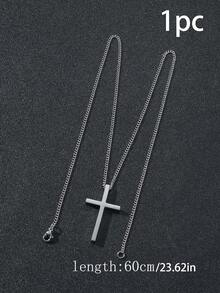 Fashionable and Popular Men Cross Charm Necklace Stainless Steel for Jewelry Gift and for a Stylish Look - Silver - View 5