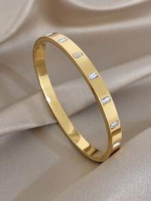 奢华水晶镀金手链，不锈钢手链套装，女士日常及派对饰品，圣诞礼物 - 彩色 - 查看 8