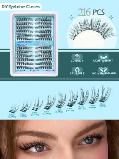 3D Cat Eye DIY Eyelash Extension, 216 Clusters Natural False Eyelashes, Delicate Eyelash Extension, Left & Right Fox Eye Lashes. Natural Appearance, Easy To Use, Reusable, Comfortable & Lightweight, Salon-Level Curl & Volume | Beauty Tools |